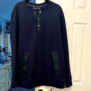 Nautica Dark Blue Henley Pullover XL